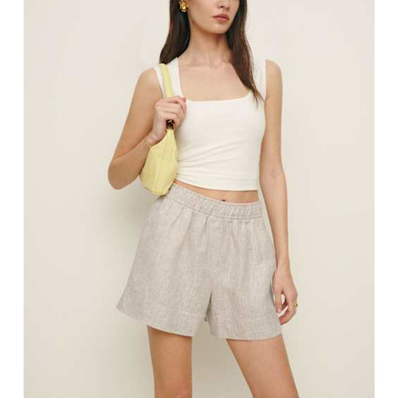 Reformation 'Charlotte' Gray Linen Short Size XL - Picture 1 of 5
